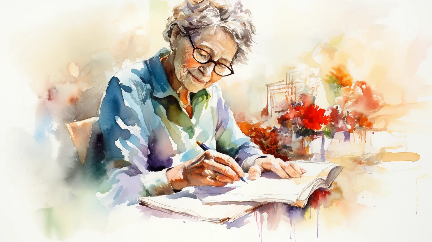Femme écrivant son autobiographie